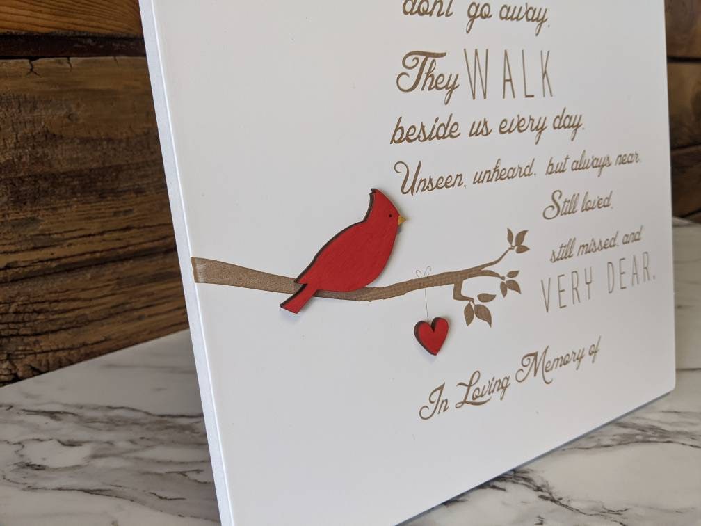 10x10 Memorial Sign Gift With Cardinal Bird