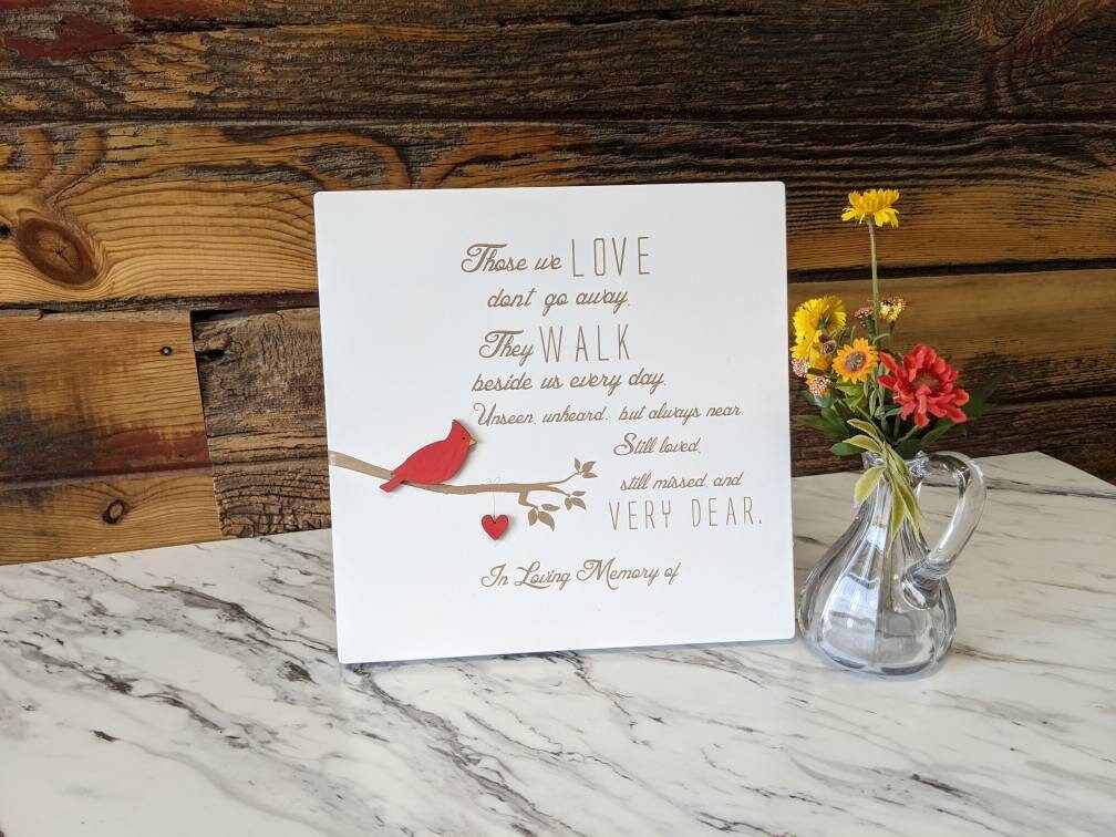 10x10 Memorial Sign Gift With Cardinal Bird