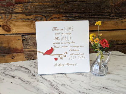 10x10 Memorial Sign Gift With Cardinal Bird