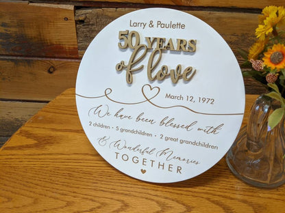 50th anniversary table centerpiece plaque for parents