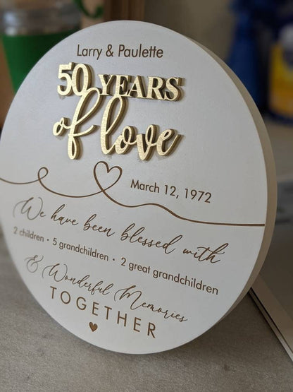 50th anniversary table centerpiece plaque for parents