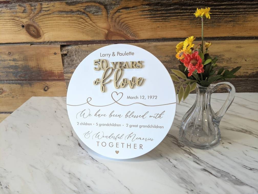 50th anniversary table centerpiece plaque for parents