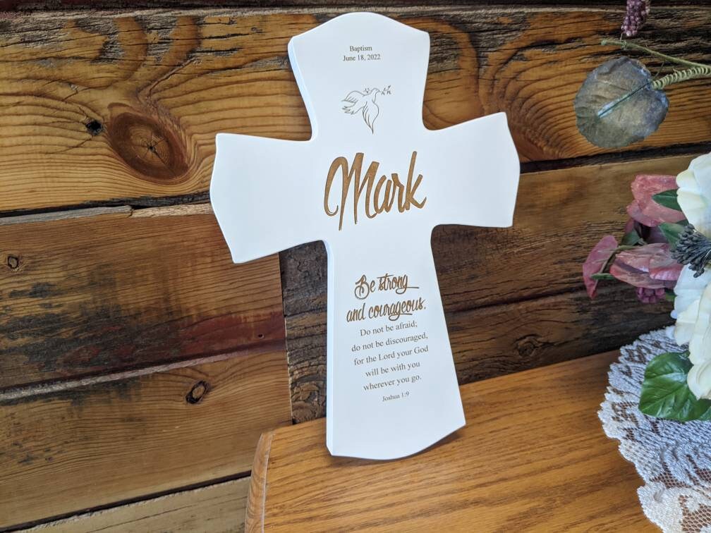 Baptism Cross for Godchild, Baptism Cross Personalized, Personalized Baptism Gift, Newborn Gift, Laser Engraved Cross, Religious Gift,