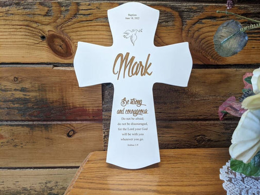 Baptism Cross for Godchild, Baptism Cross Personalized, Personalized Baptism Gift, Newborn Gift, Laser Engraved Cross, Religious Gift,