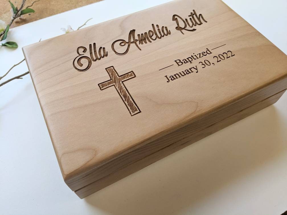 Personalized Wood Baptism Keepsake box