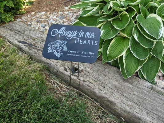 10x6 Personalized Outdoor Black Acrylic Memorial for Cemetery ,