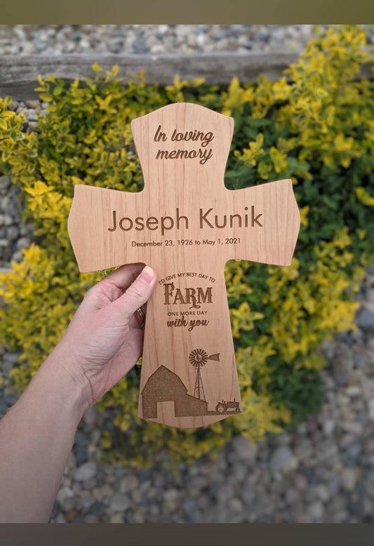 Farming Memorial Wood Cross for Framer