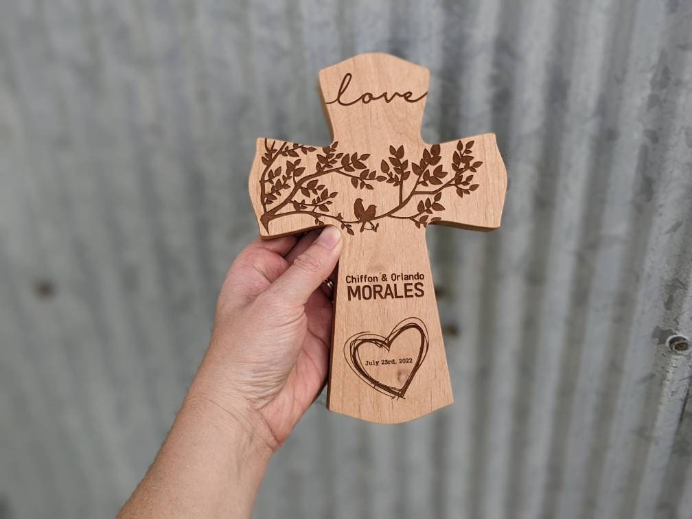 Personalized 6x8 Wedding Cross Gift for Couple