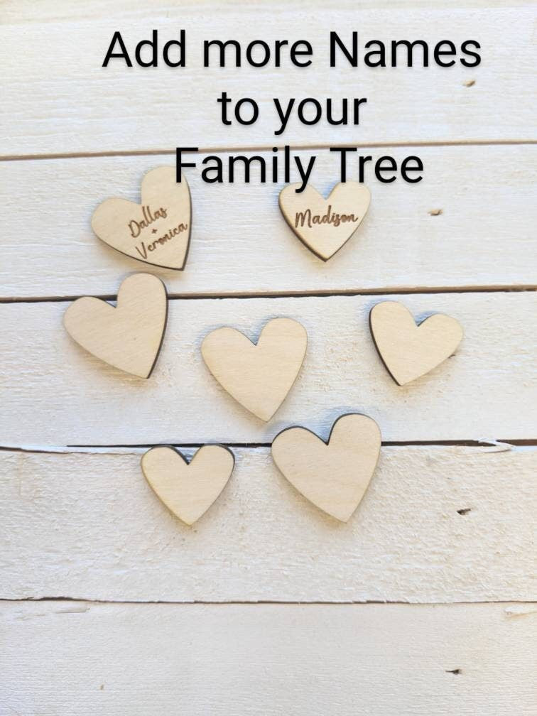 Additional Wood Hearts for family tree sign,