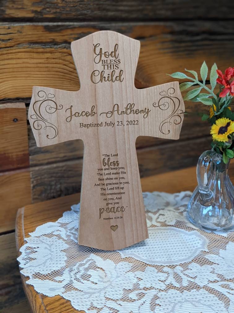 Personalized Cross Baptism Gift, Child's Baptism Gift, Personalized Cross, Religious Gift, Communion Gift, Engraved,  Personalized Communion