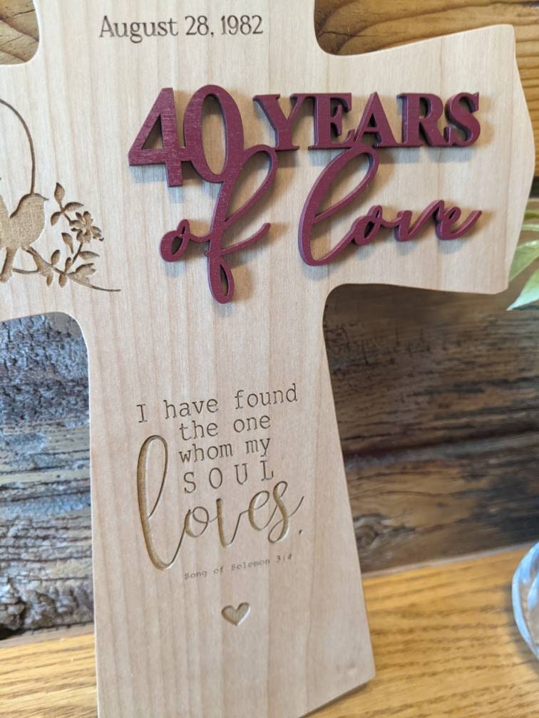 40th Anniversary Gift  Wood Cross