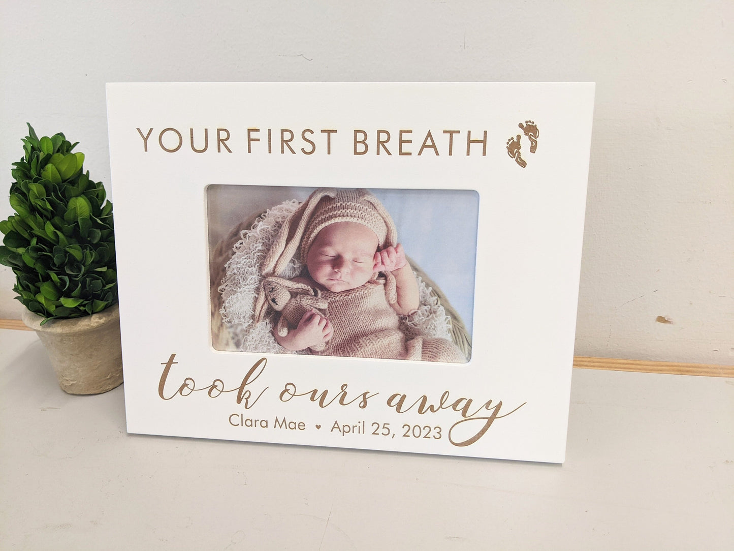 Your First Breath Took Ours Away Picture Baby Frame,  Newborn Baby Picture Frame,  Personalized Baby Girl Frame,  Newborn Baby Gift,