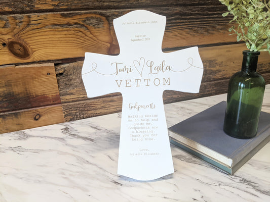 Personalized Baptism Gift, Godparents Cross for Godparent, Baptism gift for child, Personalized Gift for Godparents, Godchild Gift,