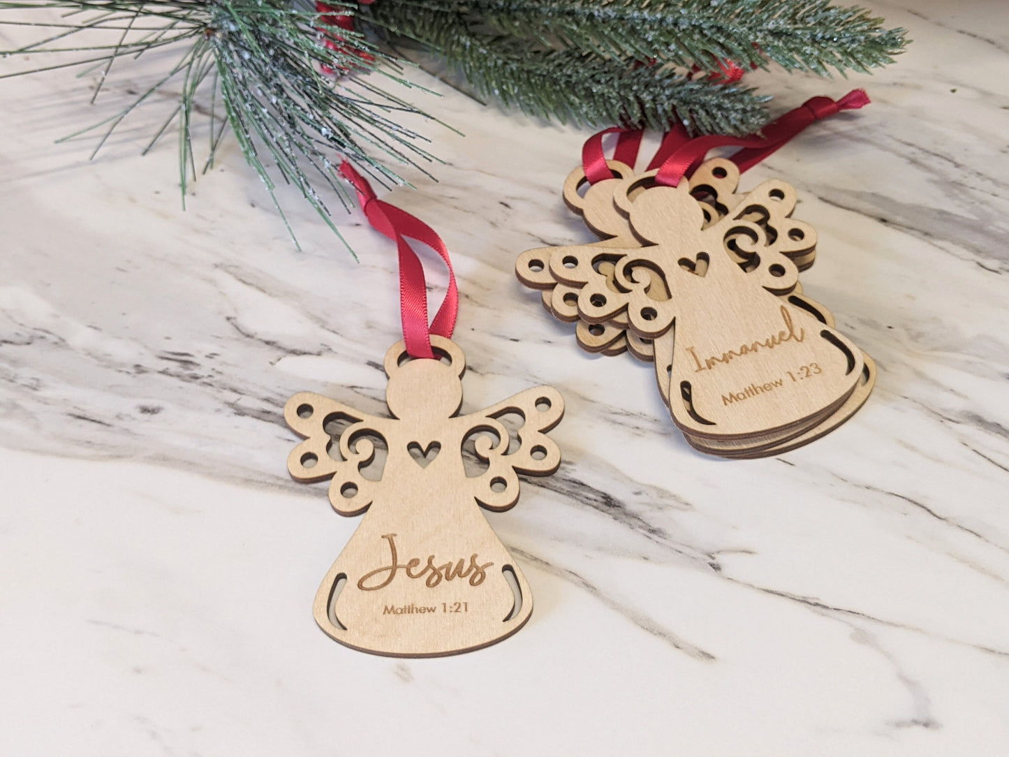 25 Names of Jesus Angel Advent Set Christmas Ornaments