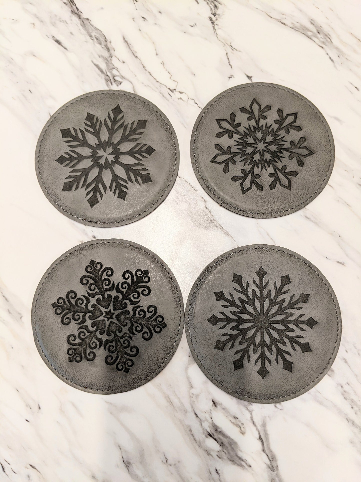 Christmas Snowflake Coaster Set, Holiday Snowflake Coasters, Christmas Coasters gift for couples, winter coasters housewarming coasters