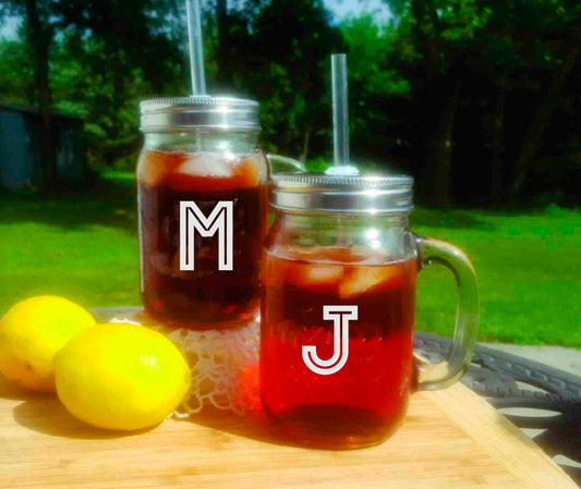 Personalized Mason Jars for Christmas, Monogram Personalized Mug,  Personalized Glass Jar Mug for Party, Mason Jar with Lid Personalized,