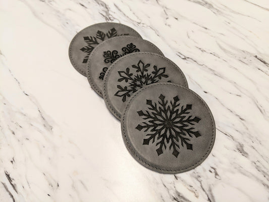 Christmas Snowflake Coaster Set, Holiday Snowflake Coasters, Christmas Coasters gift for couples, winter coasters housewarming coasters