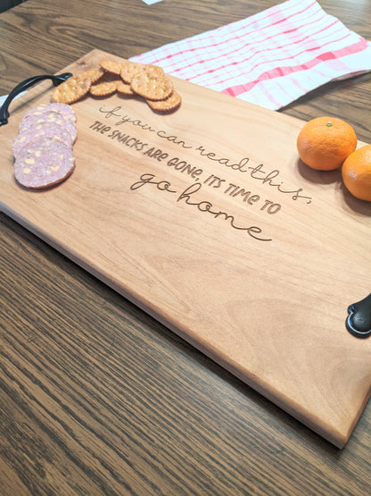 Sarcastic Charcuterie Board, Snacks are gone Board, Personalized Cheese Cutting Board Wedding Gift for Couples,  Housewarming