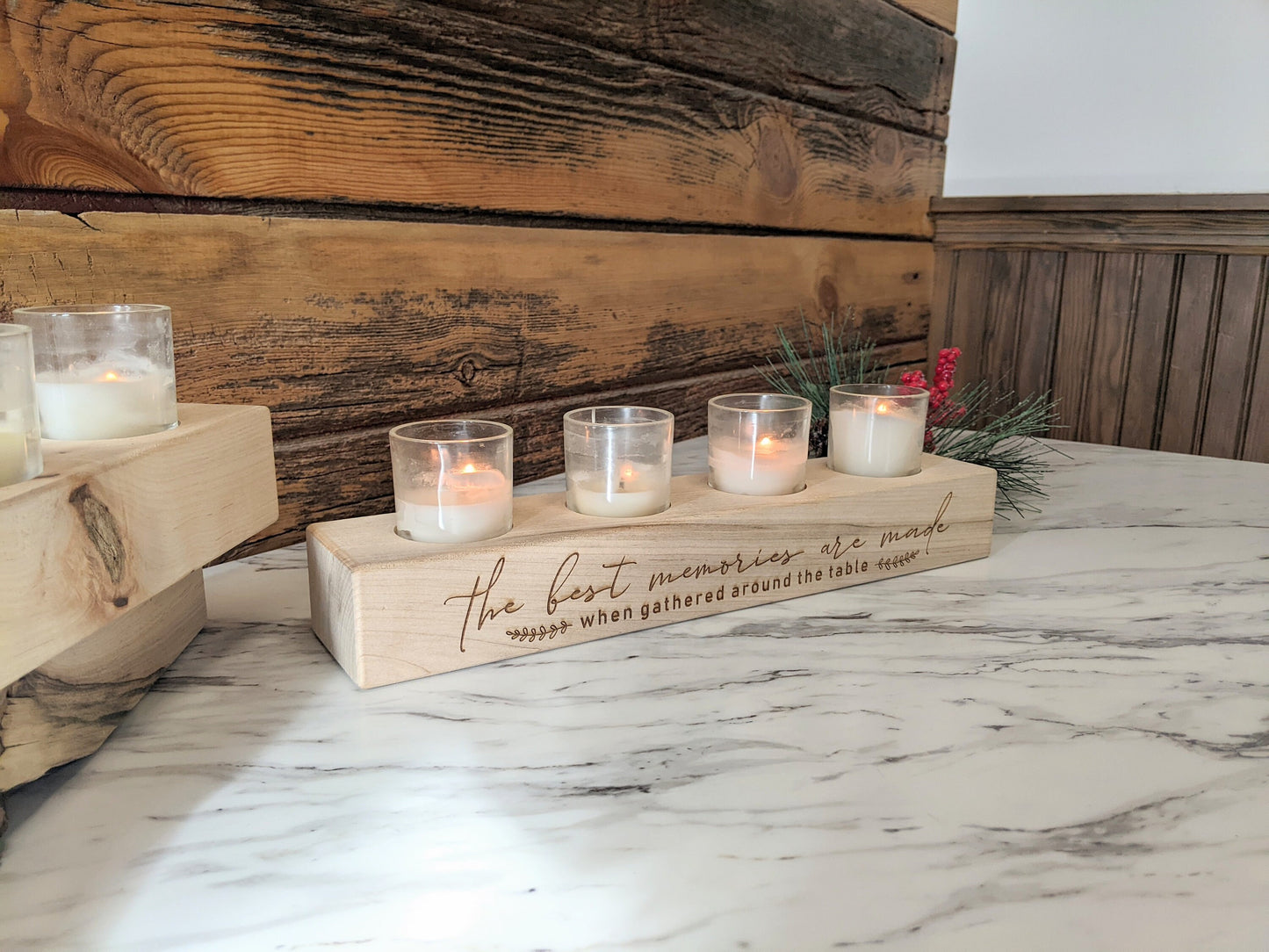 Valentine's Day wooden votive holder, live edge votive holder, tealight wood candle holder, wedding votive holder,  Wood tealight holder