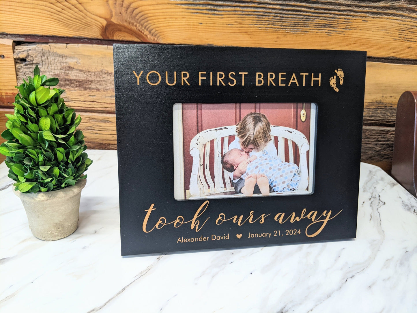 Your First Breath Took Ours Away Picture Baby Frame,  Newborn Baby Picture Frame,  Personalized Baby Girl Frame,  Newborn Baby Gift,