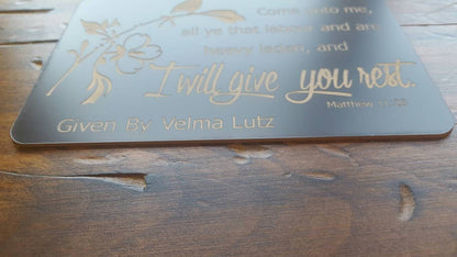 6X4 Personalized Name Bench Plate, Outdoor bench plate, Personalized outdoor plate, personalized outdoor memorial plate, memorial plate,